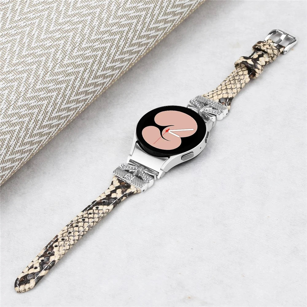 Sliver Buckle Strap for Samsung Galaxy Watch4  /  Watch5  /  Watch4 Classic  /  Watch4 Active  /  Watch5 Active Watch Band Butterfly Strap - Snake Texture - 4