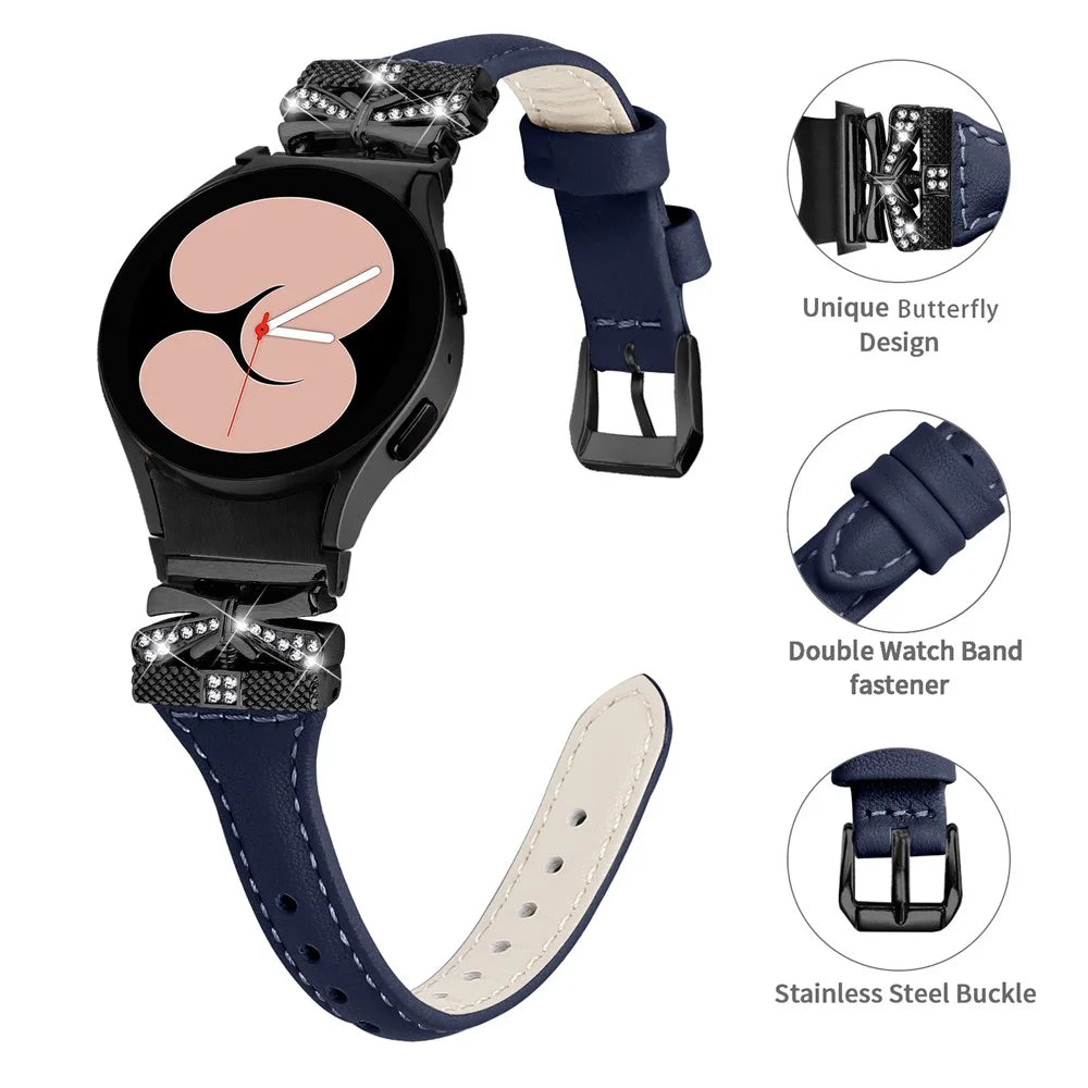 Black Buckle Strap for Samsung Galaxy Watch4  /  Watch5  /  Watch4 Classic  /  Watch4 Active  /  Watch5 Active Watchband with Butterfly Connector - Dark Blue - 3