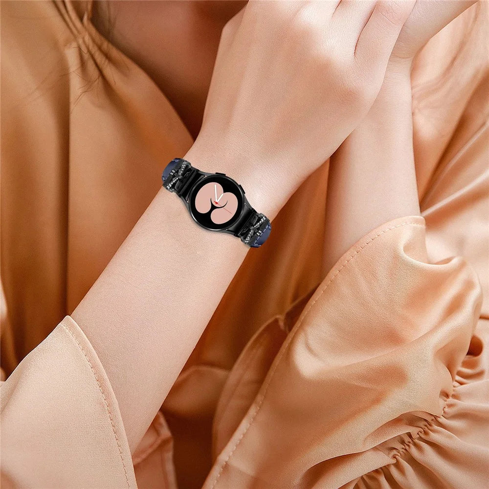 Black Buckle Strap for Samsung Galaxy Watch4  /  Watch5  /  Watch4 Classic  /  Watch4 Active  /  Watch5 Active Watchband with Butterfly Connector - Dark Blue - 5
