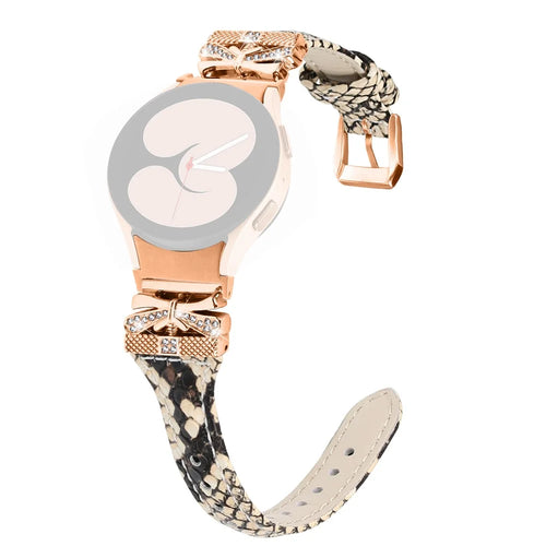 Rose Gold Buckle Strap for Samsung Galaxy Watch4  /  Watch5  /  Watch4 Classic  /  Watch4 Active  /  Watch5 Active Stylish Watchband - Snake Texture - 1