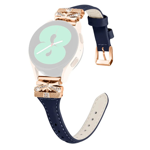 Rose Gold Buckle 20mm Strap for Samsung Galaxy Watch3 41mm  /  Watch4  /  Watch5  /  Watch4 Classic  /  Watch4 Active  /  Watch5 Active Watch Band - Dark Blue - 1