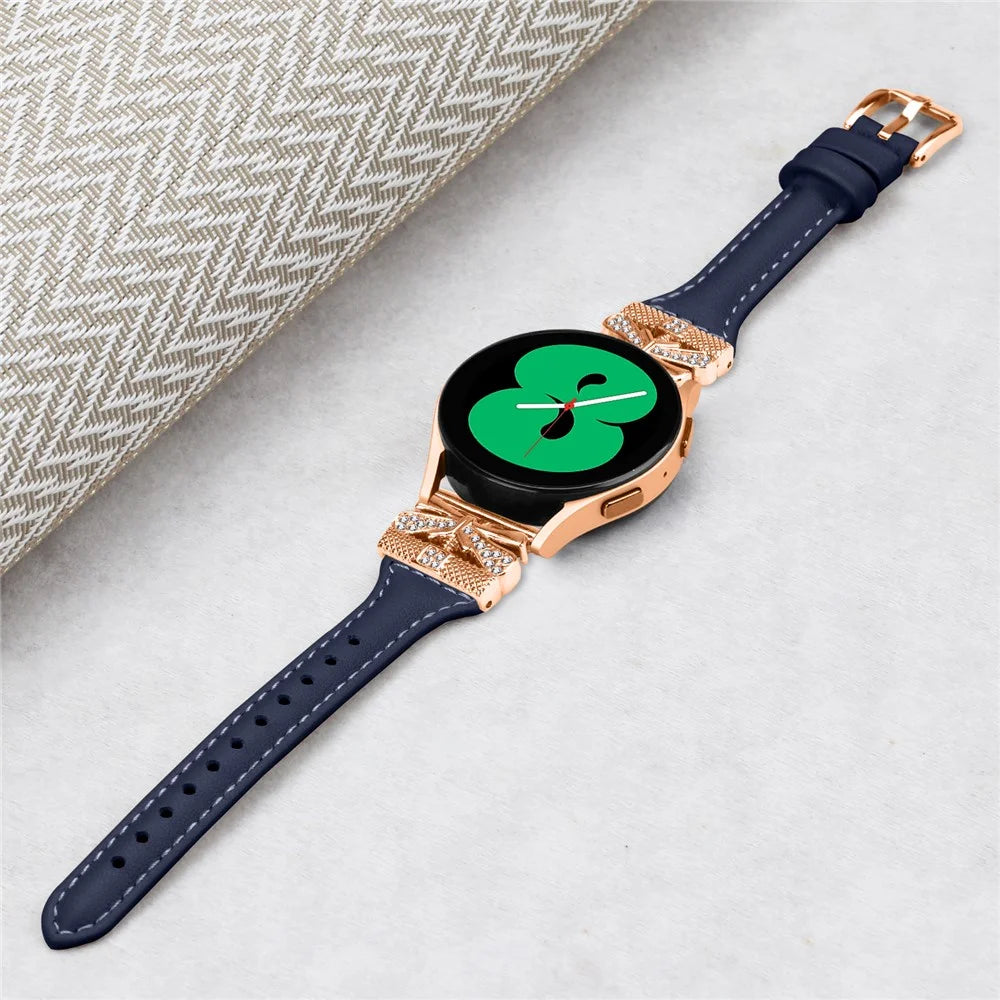 Rose Gold Buckle 20mm Strap for Samsung Galaxy Watch3 41mm  /  Watch4  /  Watch5  /  Watch4 Classic  /  Watch4 Active  /  Watch5 Active Watch Band - Dark Blue - 4
