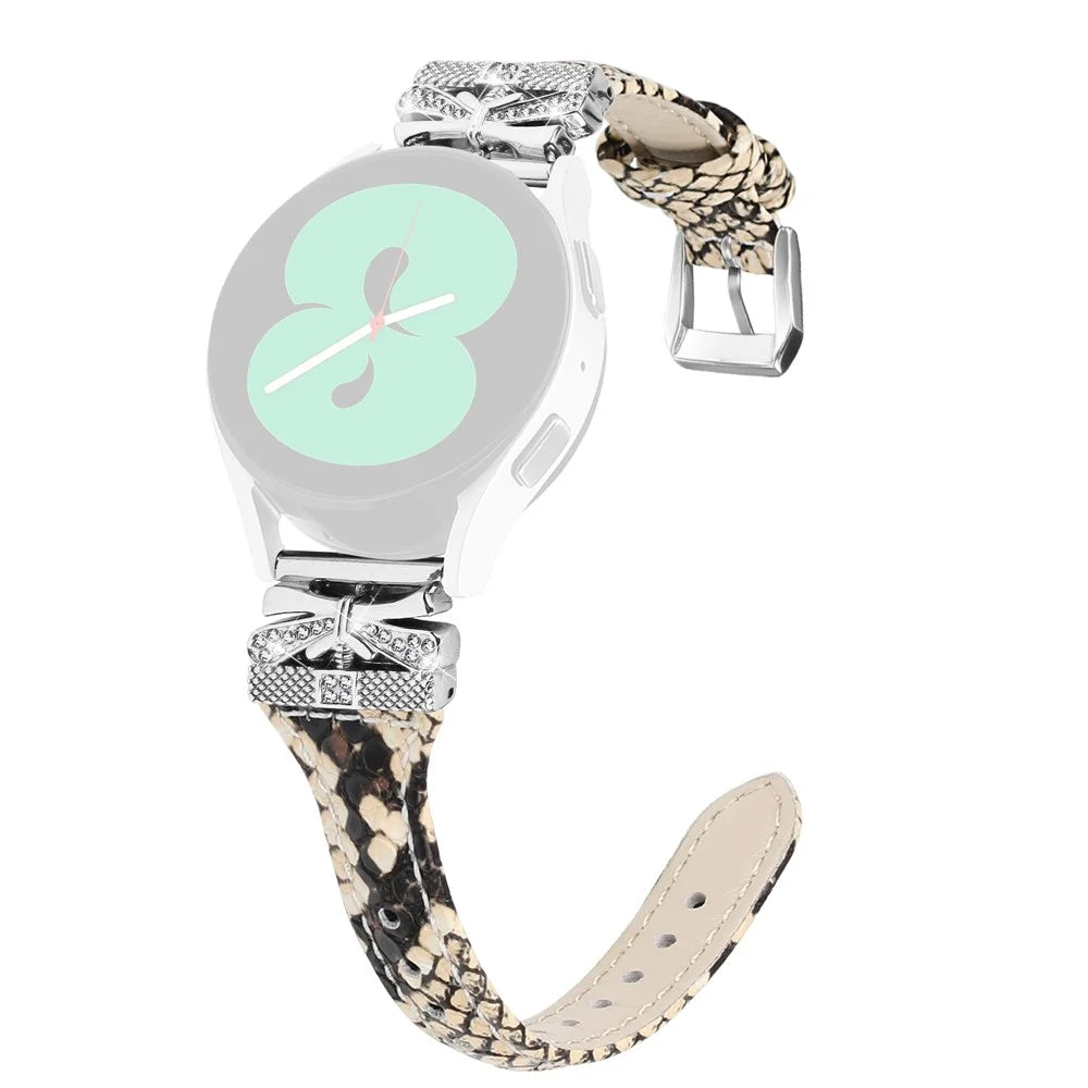 Silver Buckle 20mm Watchband for Samsung Galaxy Watch3 41mm / Watch FE 40mm / Watch4 / Watch5 / Watch4 Classic / Watch4 Active - Snake Texture - 1