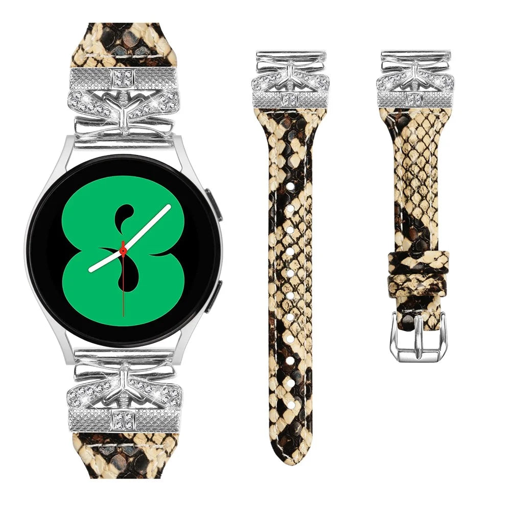 Silver Buckle 20mm Watchband for Samsung Galaxy Watch3 41mm / Watch FE 40mm / Watch4 / Watch5 / Watch4 Classic / Watch4 Active - Snake Texture - 2