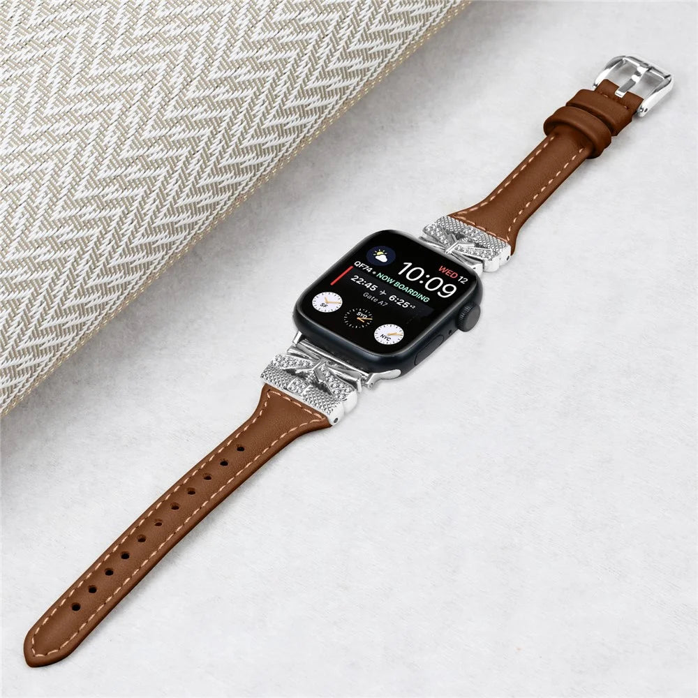 Silver Buckle Wrist Band for Apple Watch Ultra 3 2 1 49mm / Series 11 10 46mm / 9 8 7 45mm / SE3 SE2 SE 6 5 4 44mm / 3 2 1 42mm - Brown - 4
