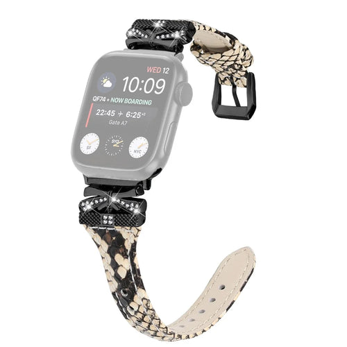 Black Buckle  Strap for Apple Watch Ultra 3 2 1 49mm / Series 11 10 46mm / 9 8 7 45mm / SE3 SE2 SE 6 5 4 44mm / 3 2 1 42mm - Snake Texture - 1