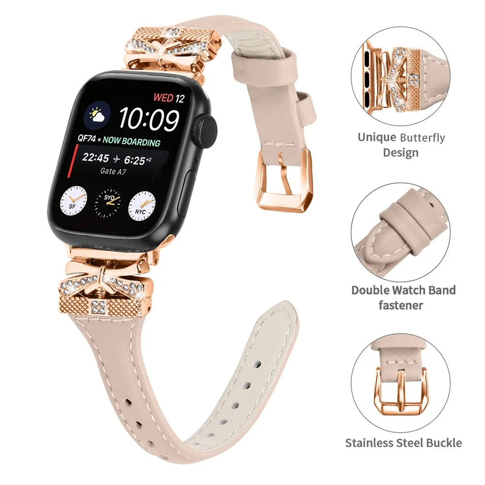 Rose Gold Buckle Watchband for Apple Watch Ultra 3 2 1 49mm / Series 11 10 46mm / 9 8 7 45mm / SE3 SE2 SE 6 5 4 44mm / 3 2 1 42mm - Apricot - 3