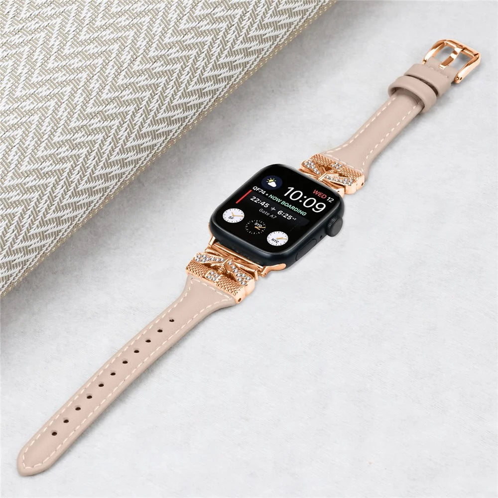 Rose Gold Buckle Watchband for Apple Watch Ultra 3 2 1 49mm / Series 11 10 46mm / 9 8 7 45mm / SE3 SE2 SE 6 5 4 44mm / 3 2 1 42mm - Apricot - 4