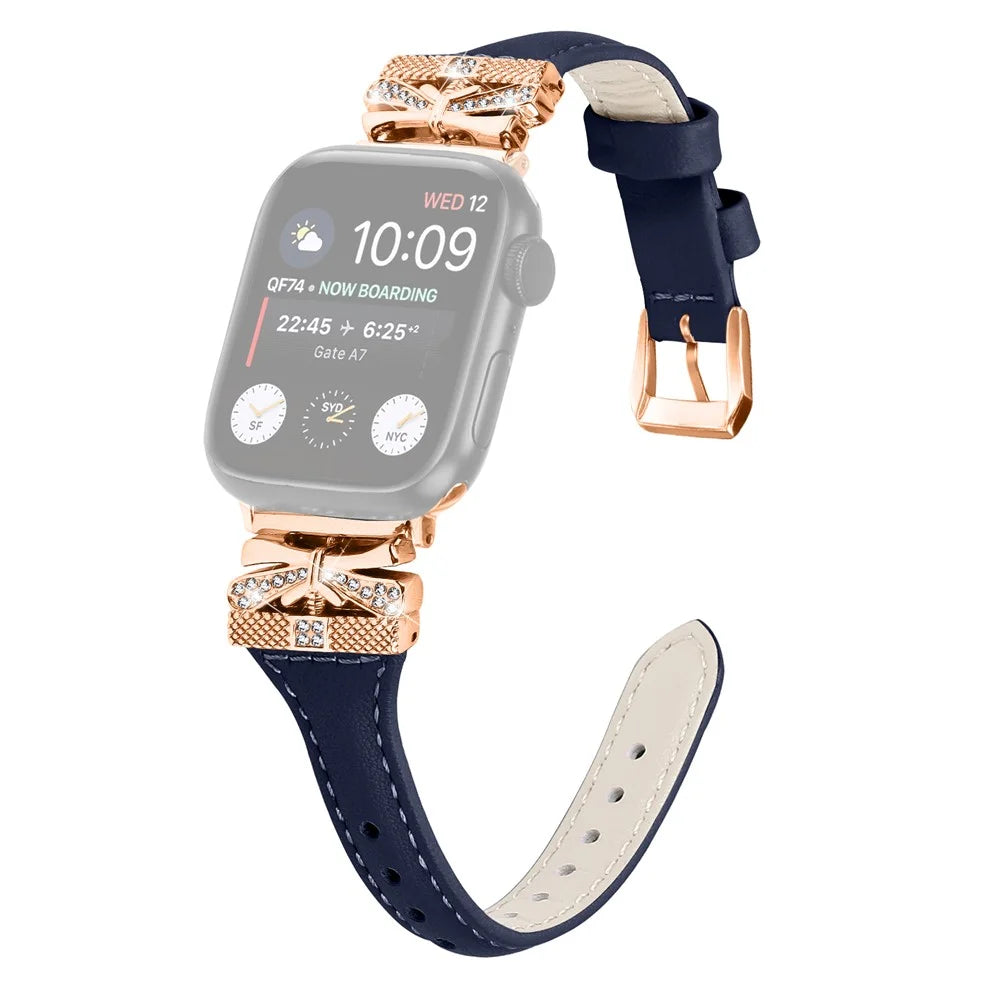 Rose Gold Buckle Watch Strap for Apple Watch Series 11 10 42mm / 9 8 7 41mm / SE3 SE2 SE 6 5 4 40mm / 3 2 1 38mm - Dark Blue - 1