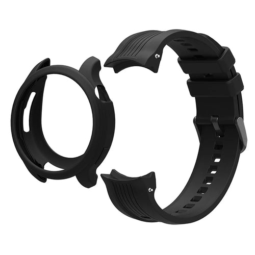 For Huami Amazfit Balance (A2286) Silicone Strap Wrist Watch Band with Watch Frame Cover - Black - 1