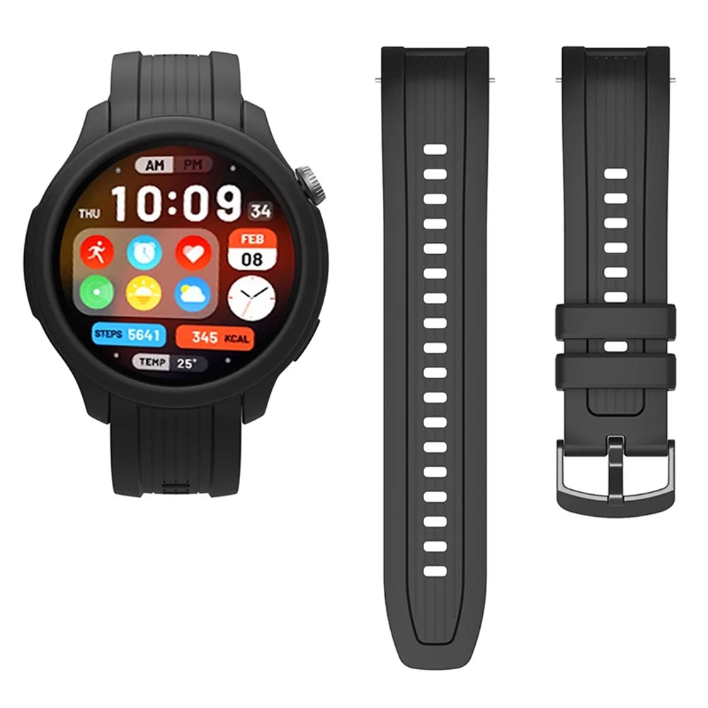 For Huami Amazfit Balance (A2286) Silicone Strap Wrist Watch Band with Watch Frame Cover - Black - 7