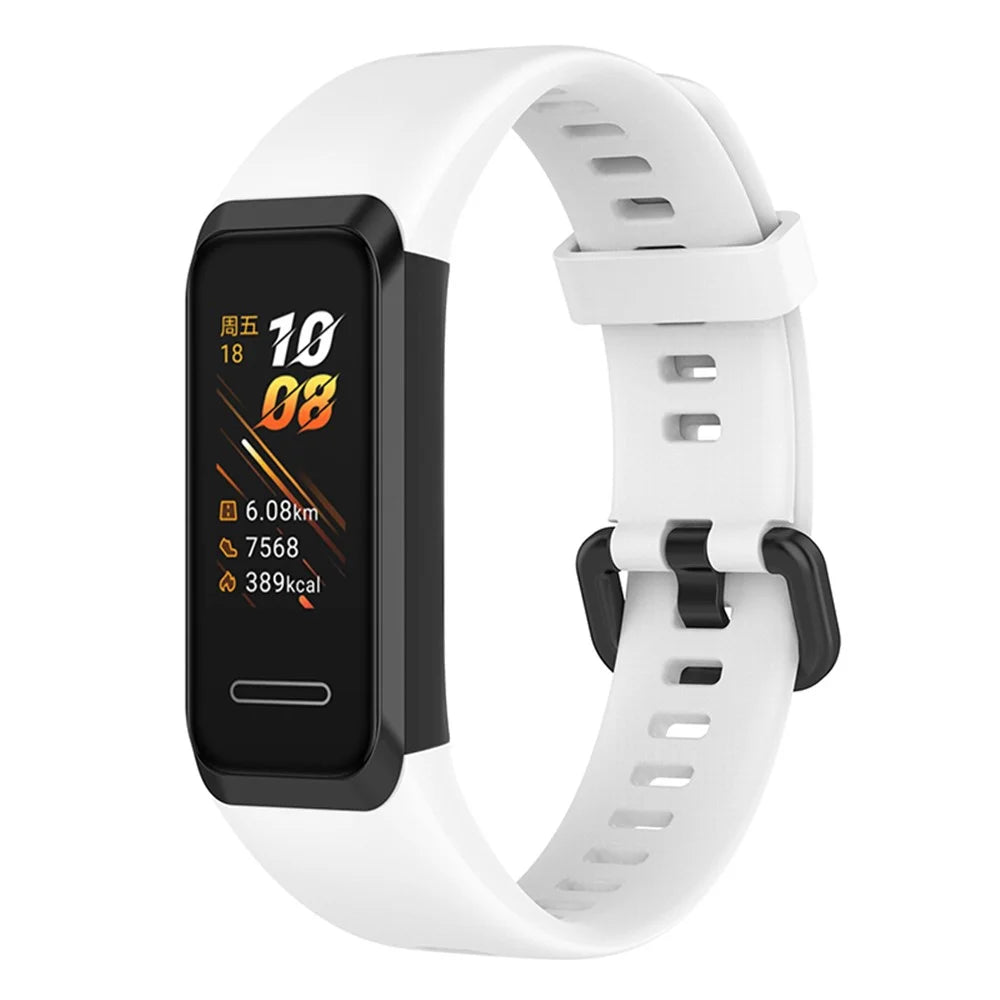 For Huawei Watch Band 4 (ADS-B29) Strap Replacement Adjustable Silicone Watch Band - White - 1