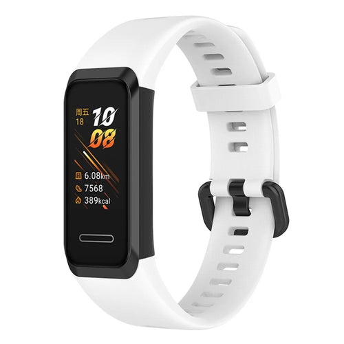 For Huawei Watch Band 4 (ADS-B29) Strap Replacement Adjustable Silicone Watch Band - White - 1