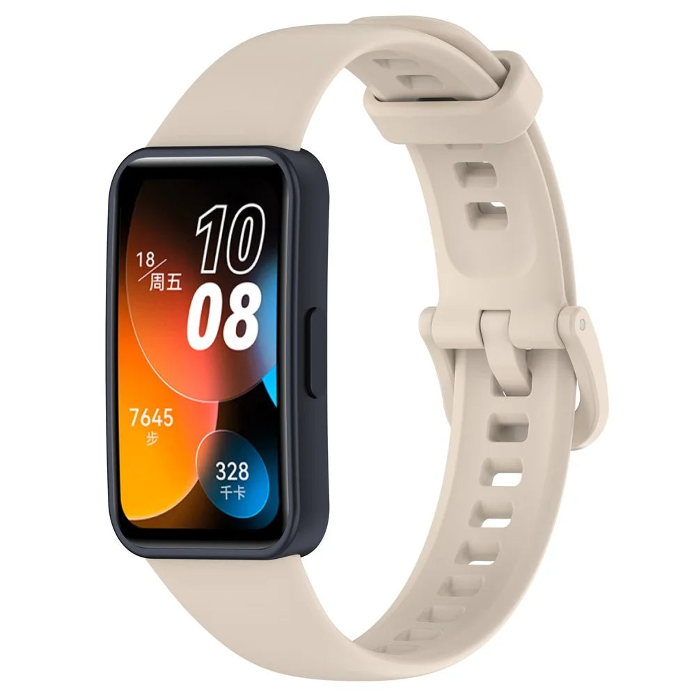 For Huawei Band 8 / Band 8 NFC / Band 9 / Band 9 NFC Silicone Strap Waterproof Soft Watch Band - Ivory White - 2