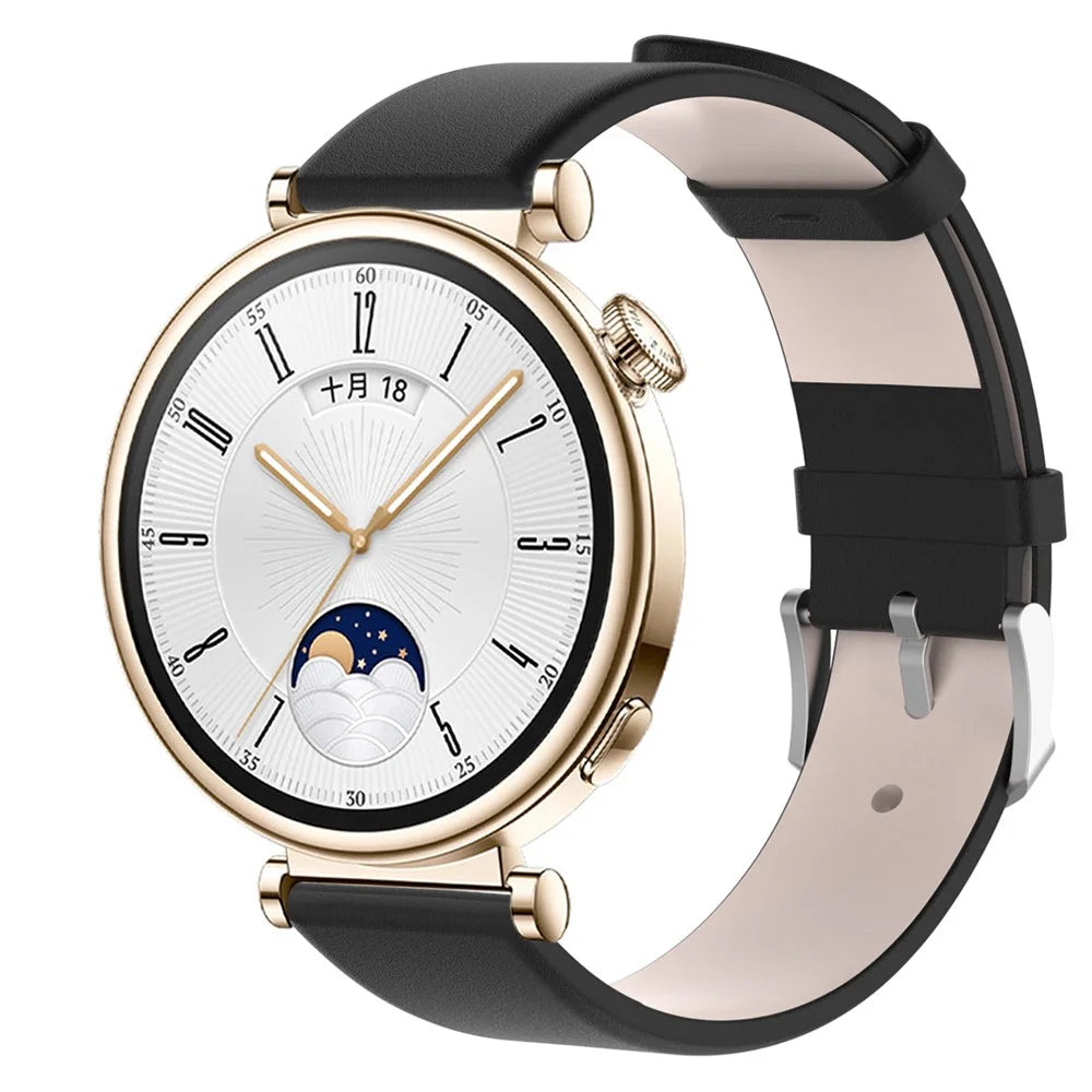 For Huawei Watch GT 4 41mm Replacement Strap 18mm PU Leather Watch Band - Black - 2
