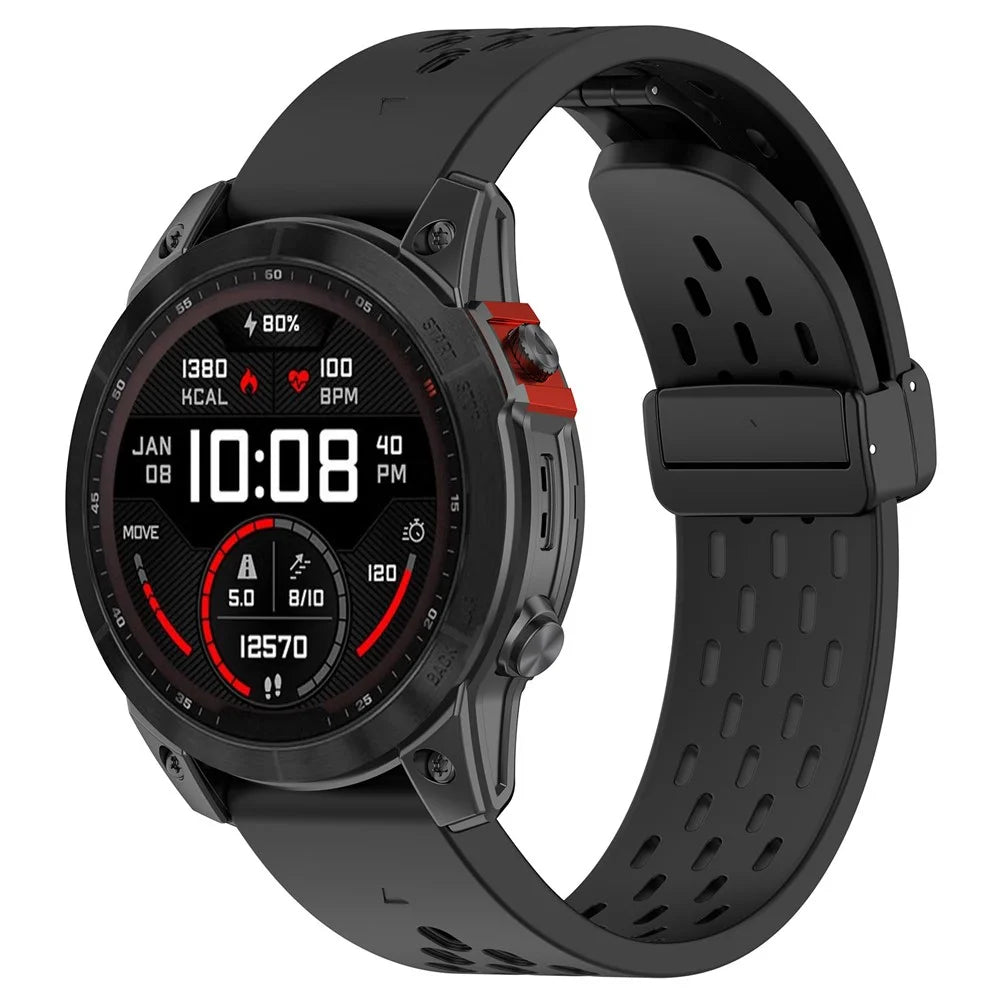 For Garmin Fenix 7 / Forerunner 965 / 955 / 945 / 935 Watch Band 22mm Silicone Breathable Wristband - Black - 2