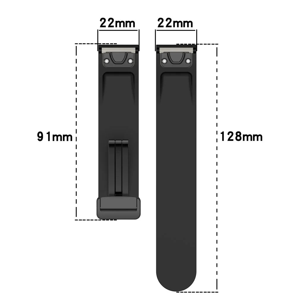 For Garmin Fenix 7 / Forerunner 965 / 955 / 945 / 935 22mm Watch Band Silive Buckle Silicone Wriststrap - Black - 7