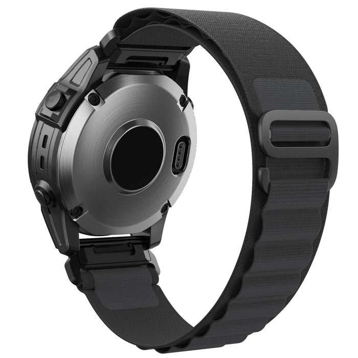 For Garmin Fenix 7X / 7X Solar / Tactix 7 Pro Nylon Watch Band Adjustable 26mm Quick Release Wrist Strap - Black - 1