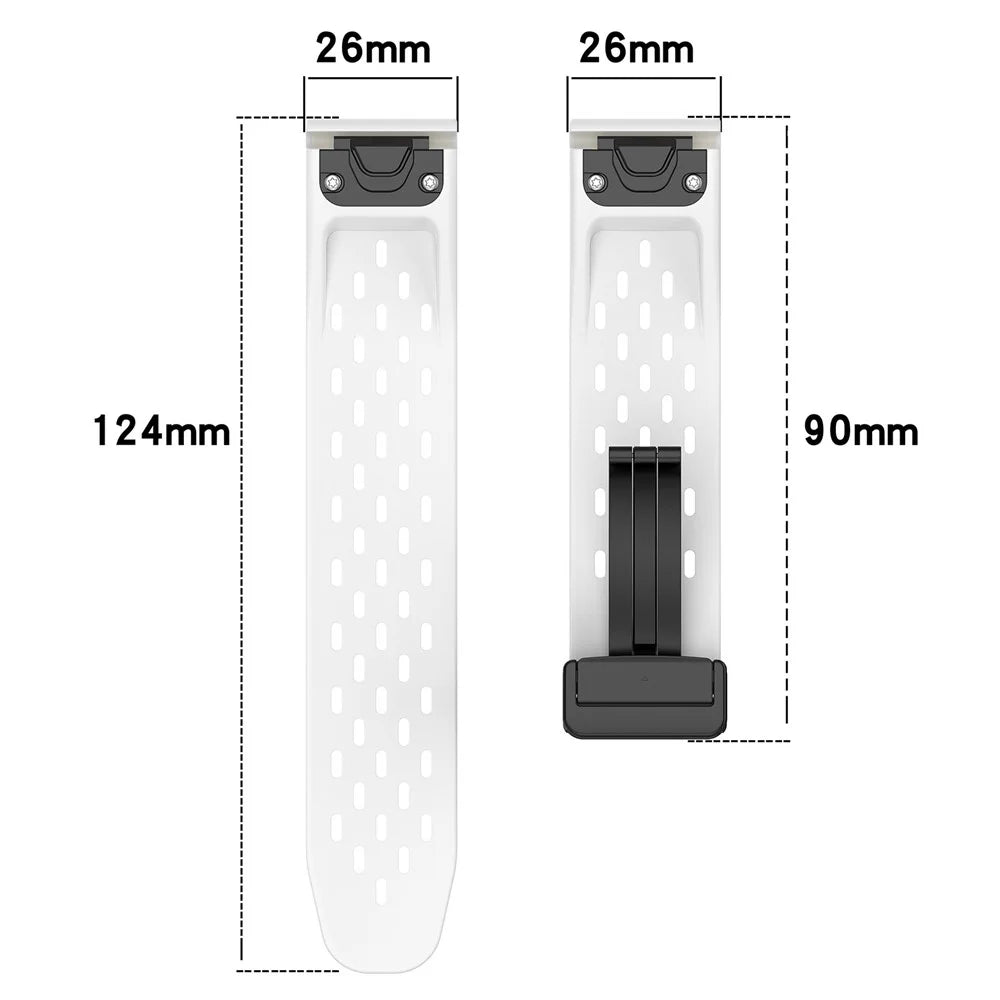 For Garmin Tactix 7 Pro / Fenix 7X / Fenix 7X Solar Silicone Watch Strap 26mm Breathable Watch Band with Folding Buckle - Black - 6