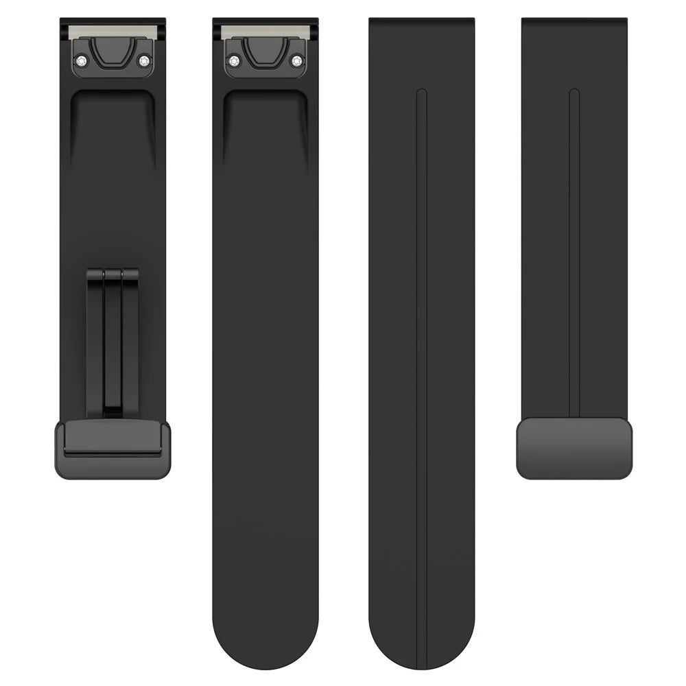 For Garmin Fenix 7X / 7X Solar / Tactix 7 Pro Silicone Watch Strap 26mm Folding Black Buckle Watchband - Black - 6
