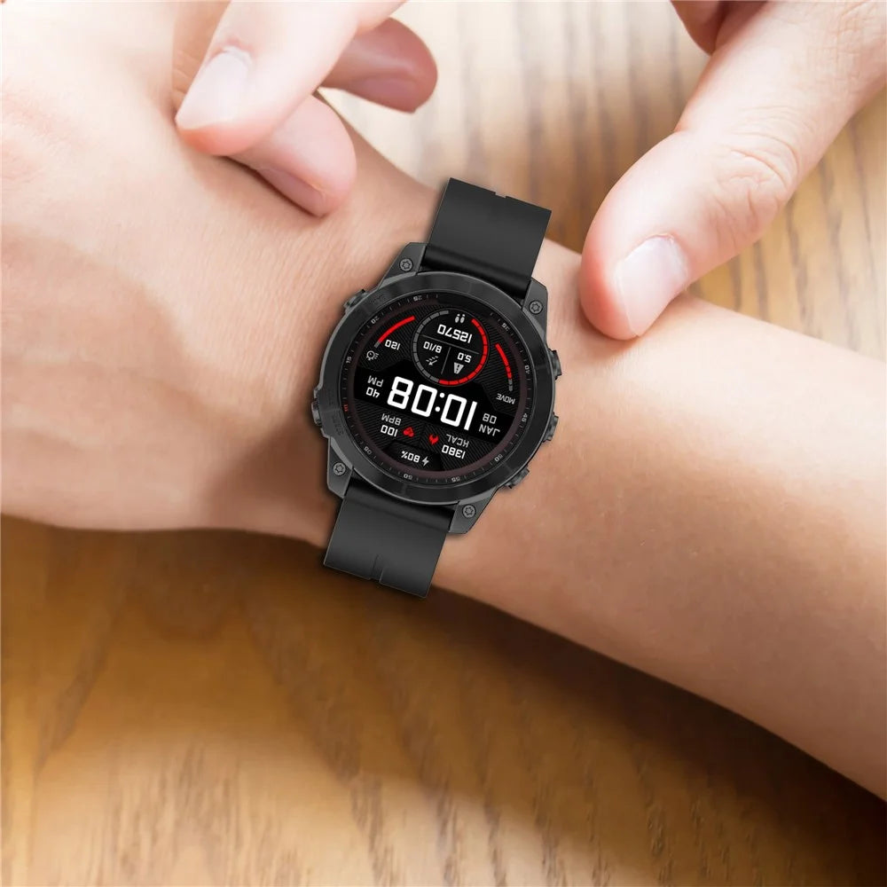 For Garmin Fenix 7X / 7X Solar / Tactix 7 Pro Silicone Watch Strap 26mm Folding Black Buckle Watchband - Black - 7