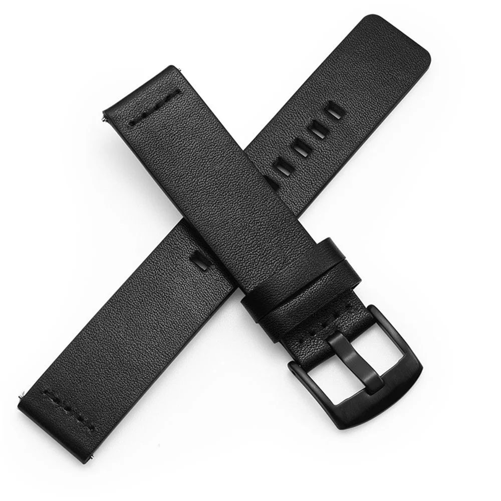For Suunto 9 / 9 Baro / 7 Replacement Watch Band 24mm PU Leather Watch Strap - Black / Black - 2