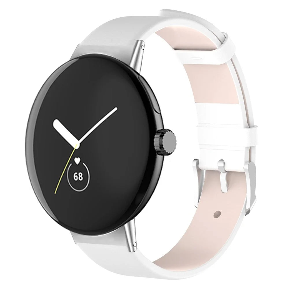 For Google Pixel Watch 4 41mm / Watch 3 41mm / Watch 2 / Watch PU Leather Watch Strap Quick Release Watch Band - White - 5