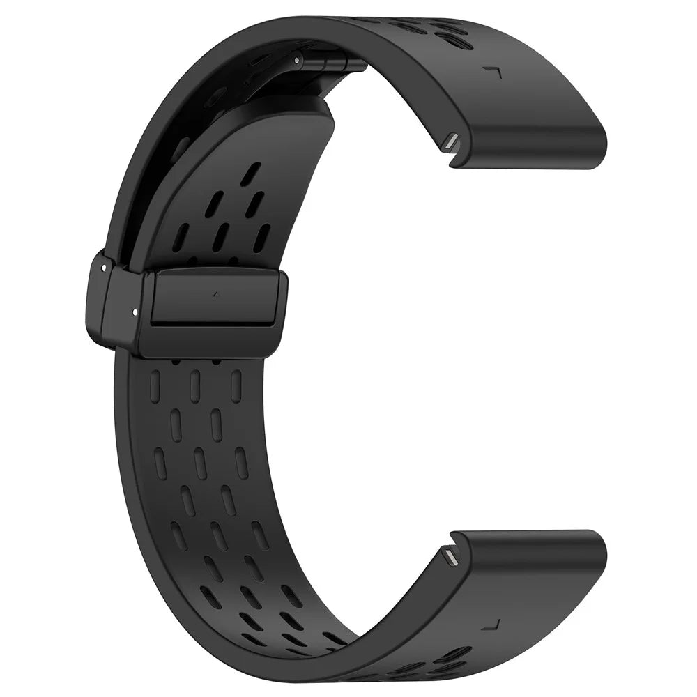 For Garmin Fenix 7S / Instinct 2S / Fenix 6S / Fenix 6S Pro Breathable Strap Folding Buckle 20mm Silicone Watch Band - Black - 1