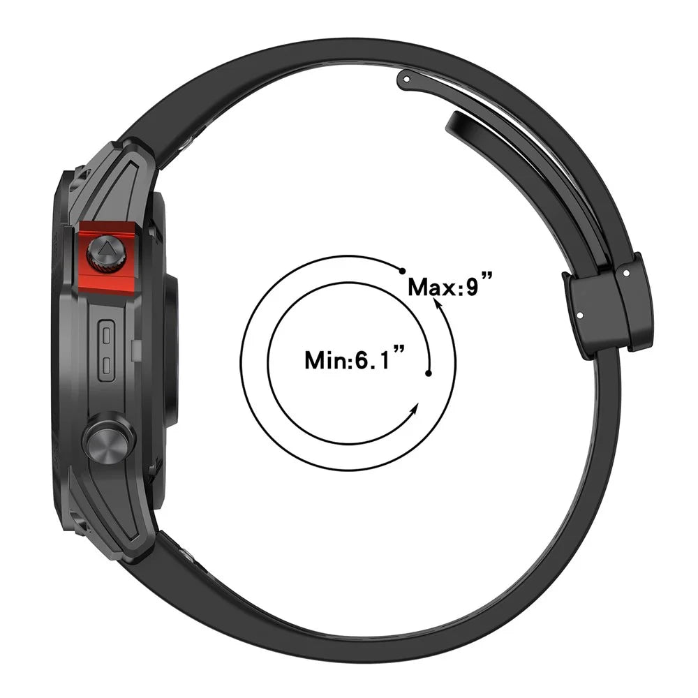 For Garmin Fenix 7S / Instinct 2S / Fenix 6S / Fenix 6S Pro Breathable Strap Folding Buckle 20mm Silicone Watch Band - Black - 5