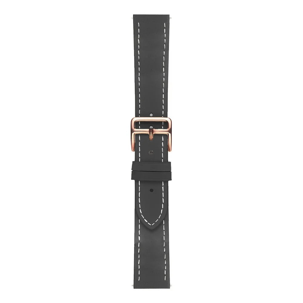 For Garmin vivoactive 5 / Venu 2 Plus / Venu Sq PU Leather Watch Strap Gold Buckle 20mm Watch Band - Black - 2