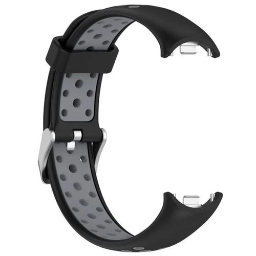 For Xiaomi Smart Band 9 NFC / 9 / 8 NFC / 8 Silicone Watch Band Dual Color Adjustable Wrist Strap - Black+Grey - 1