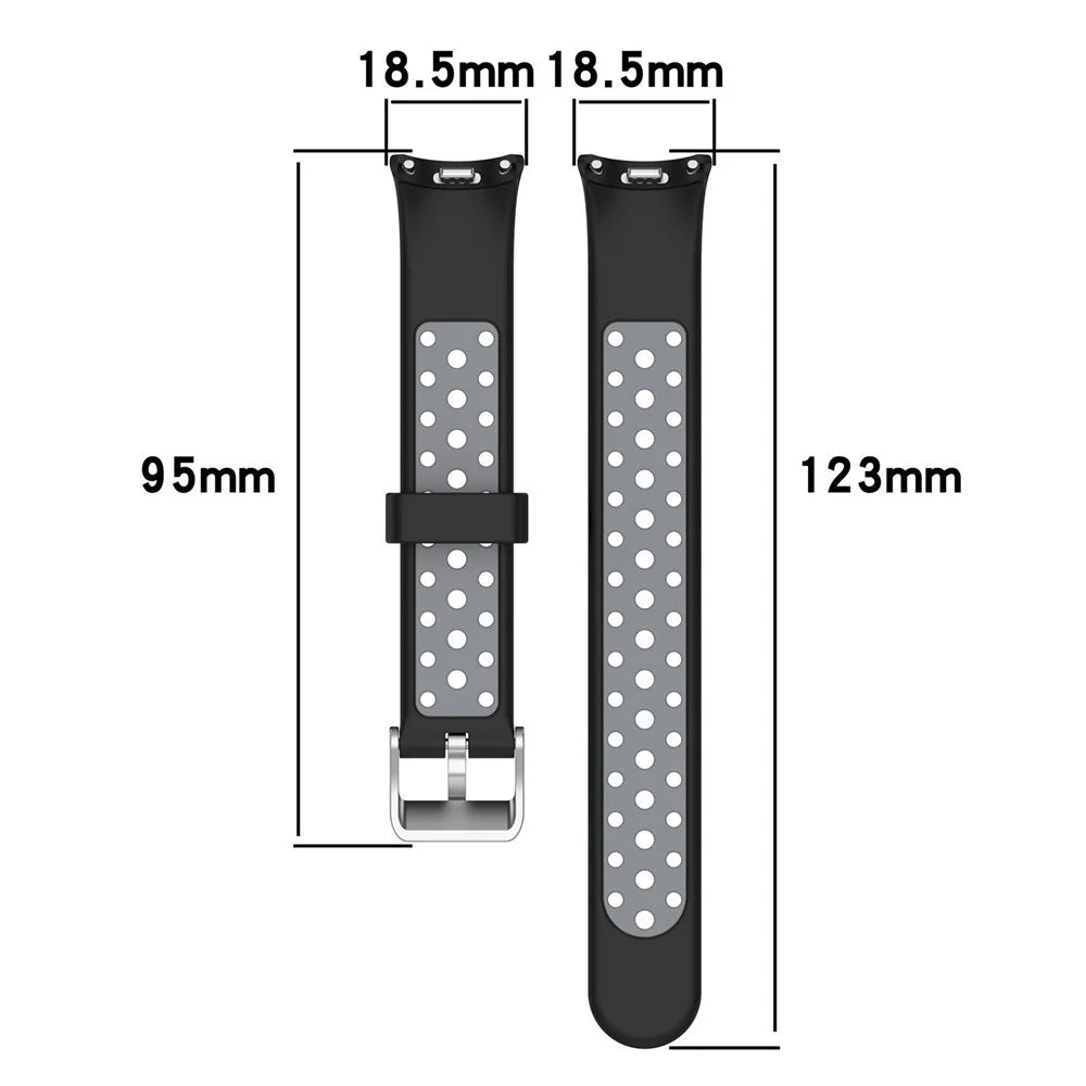 For Xiaomi Smart Band 9 NFC / 9 / 8 NFC / 8 Silicone Watch Band Dual Color Adjustable Wrist Strap - Black+Grey - 4