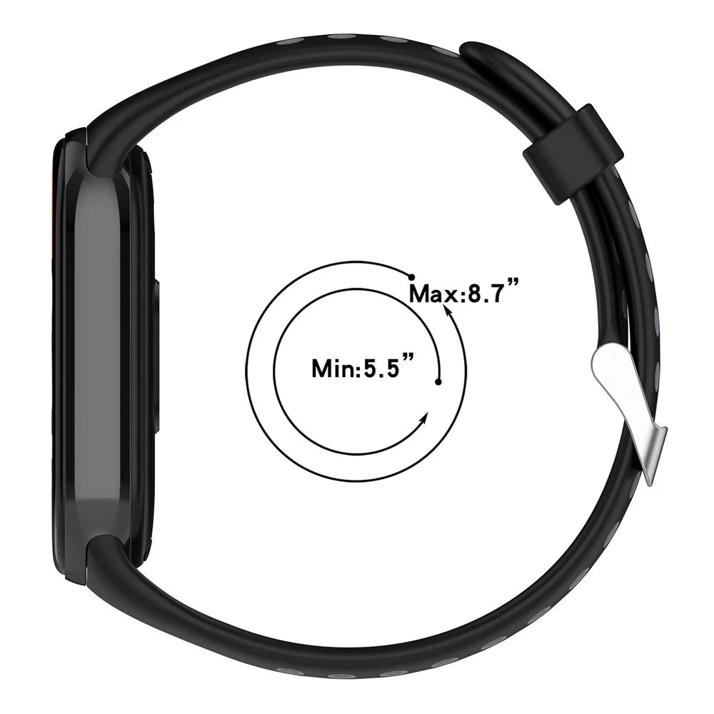 For Xiaomi Smart Band 9 NFC / 9 / 8 NFC / 8 Silicone Watch Band Dual Color Adjustable Wrist Strap - Black+Grey - 5
