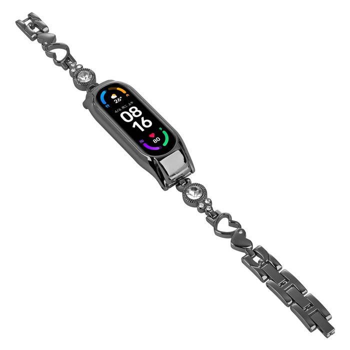 For Xiaomi Smart Band 9 NFC / 9 / 8 NFC / 8 Watch Bracelet Rhinestones Decor Metal Strap Replacement - Black - 2