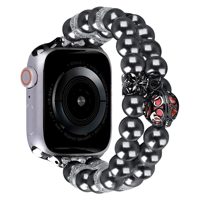 Watch Strap for Apple Watch Series 11 10 42mm / 9 8 7 41mm / SE3 SE2 SE 6 5 4 40mm / 3 2 1 38mm Beads Wrist Band - Grey - 1