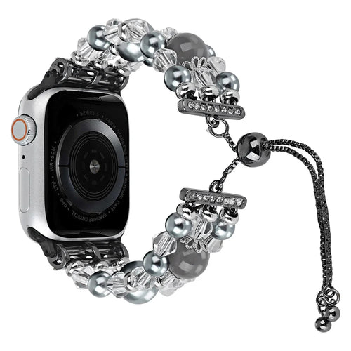 For Apple Watch Ultra 3 2 1 49mm / Series 11 10 46mm / 9 8 7 45mm / SE3 SE2 SE 6 5 4 44mm / 3 2 1 42mm Beads Watch Band Adjustable Bracelet - Grey - 1