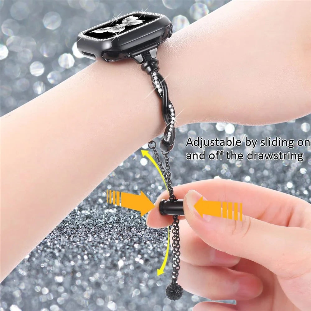 Watch Strap for Apple Watch Series 11 10 42mm / 9 8 7 41mm / SE3 SE2 SE 6 5 4 40mm / 3 2 1 38mm Watch Band Metal Wrist Strap - Black - 3