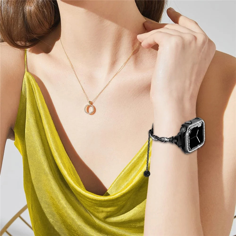 Watch Strap for Apple Watch Series 11 10 42mm / 9 8 7 41mm / SE3 SE2 SE 6 5 4 40mm / 3 2 1 38mm Watch Band Metal Wrist Strap - Black - 4