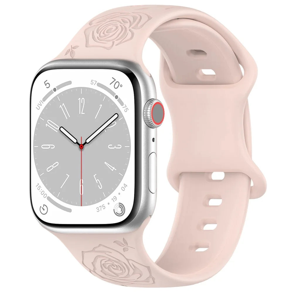 For Apple Watch Ultra 3 2 1 49mm / Series 11 10 46mm / 9 8 7 45mm / SE3 SE2 SE 6 5 4 44mm / 3 2 1 42mm Silicone Strap Watch Band - Light Pink - 4