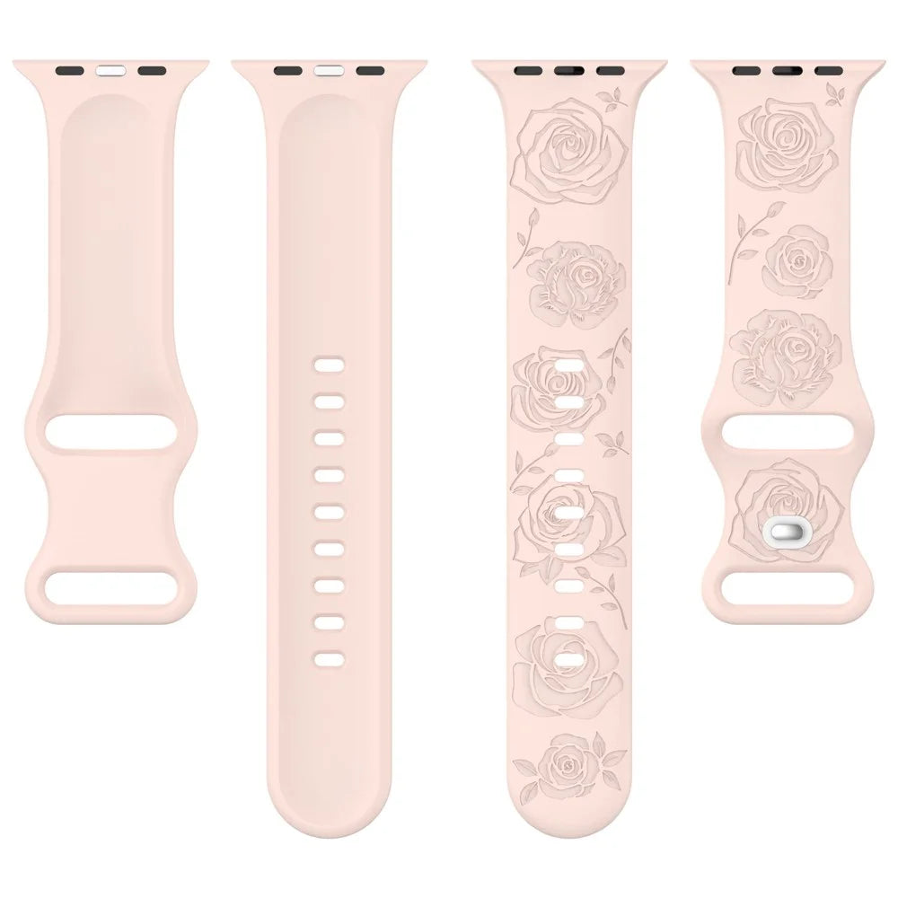For Apple Watch Ultra 3 2 1 49mm / Series 11 10 46mm / 9 8 7 45mm / SE3 SE2 SE 6 5 4 44mm / 3 2 1 42mm Silicone Strap Watch Band - Light Pink - 5
