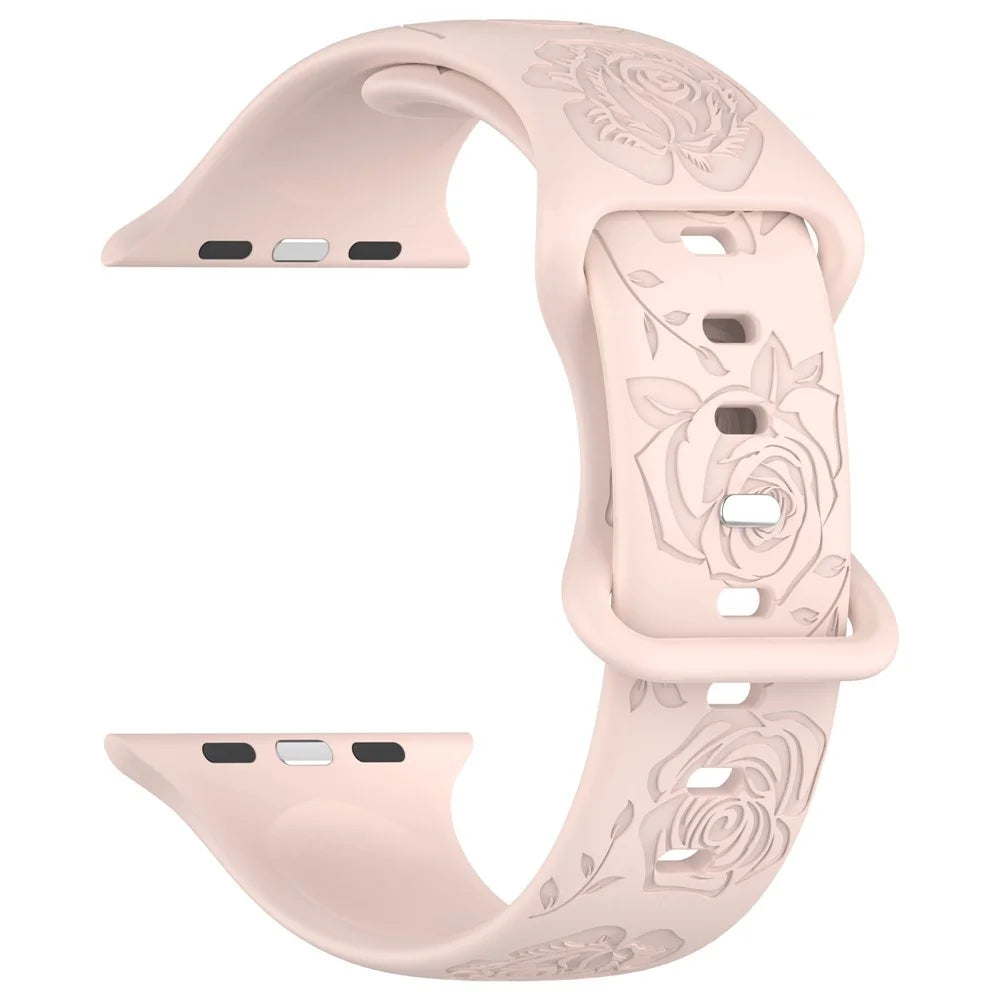 Watch Strap for Apple Watch Series 11 10 42mm / 9 8 7 41mm / SE3 SE2 SE 6 5 4 40mm / 3 2 1 38mm Silicone Watch Band - Light Pink - 2