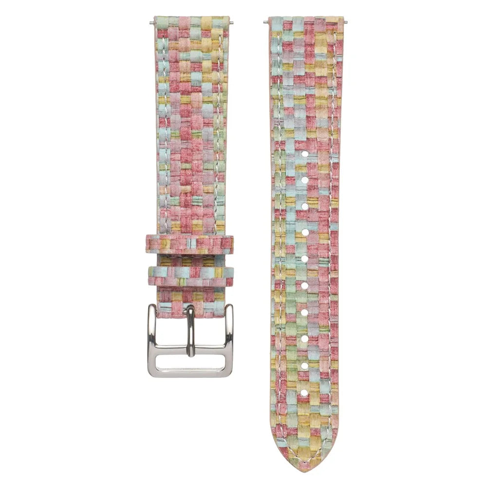 For GarminActive 5 / Samsung Galaxy Watch6 Classic 47mm 43mm Watch Band 20mm Braided PU Leather Wrist Strap - Light Pink - 3