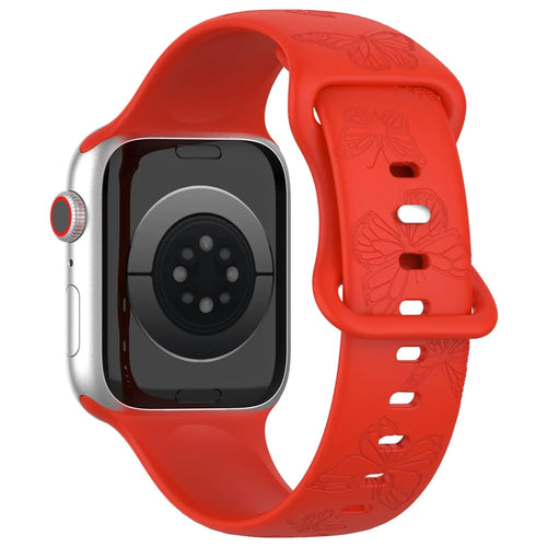 For Apple Watch Ultra 3 2 1 49mm / Series 11 10 46mm / 9 8 7 45mm / SE3 SE2 SE 6 5 4 44mm / 3 2 1 42mm Watch Strap Silicone Band - Red - 1