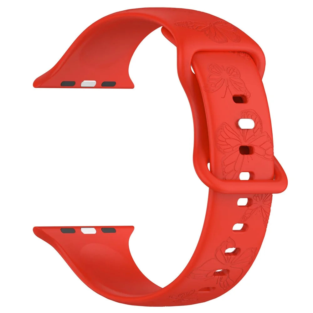 For Apple Watch Ultra 3 2 1 49mm / Series 11 10 46mm / 9 8 7 45mm / SE3 SE2 SE 6 5 4 44mm / 3 2 1 42mm Watch Strap Silicone Band - Red - 2