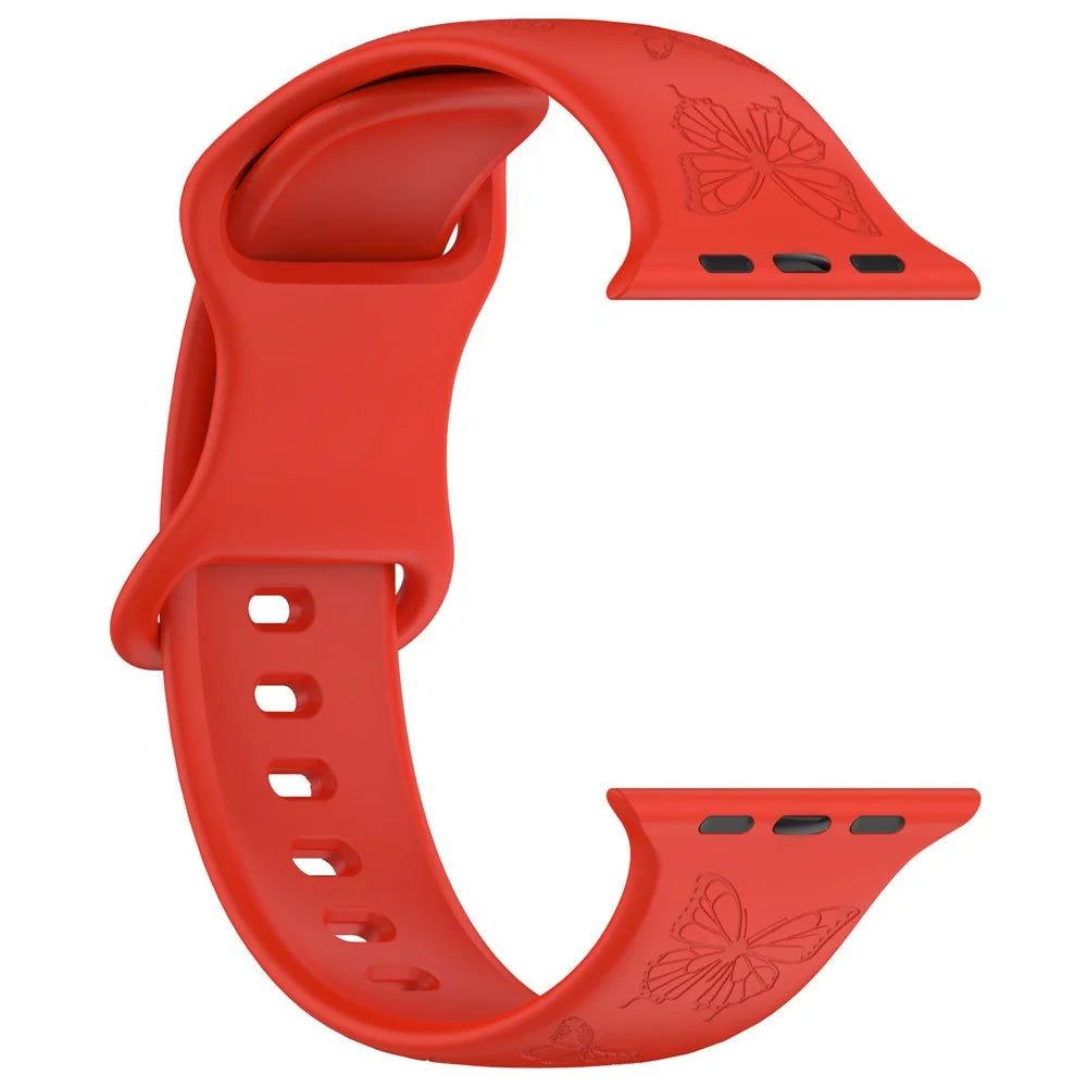 For Apple Watch Ultra 3 2 1 49mm / Series 11 10 46mm / 9 8 7 45mm / SE3 SE2 SE 6 5 4 44mm / 3 2 1 42mm Watch Strap Silicone Band - Red - 3
