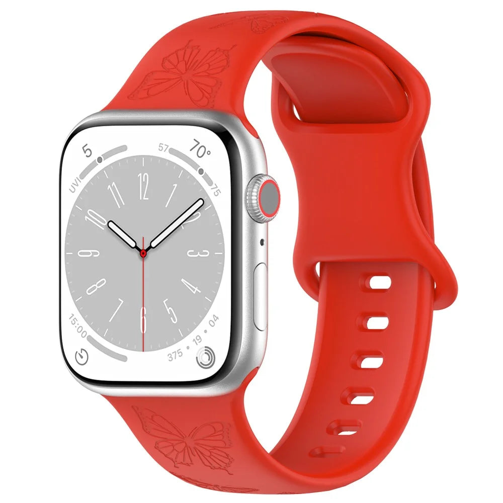 For Apple Watch Ultra 3 2 1 49mm / Series 11 10 46mm / 9 8 7 45mm / SE3 SE2 SE 6 5 4 44mm / 3 2 1 42mm Watch Strap Silicone Band - Red - 4