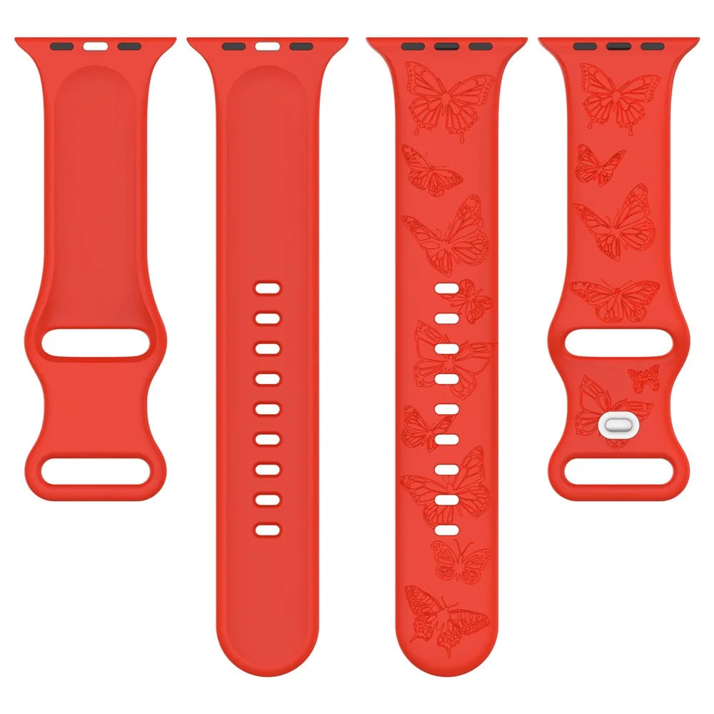 For Apple Watch Ultra 3 2 1 49mm / Series 11 10 46mm / 9 8 7 45mm / SE3 SE2 SE 6 5 4 44mm / 3 2 1 42mm Watch Strap Silicone Band - Red - 5