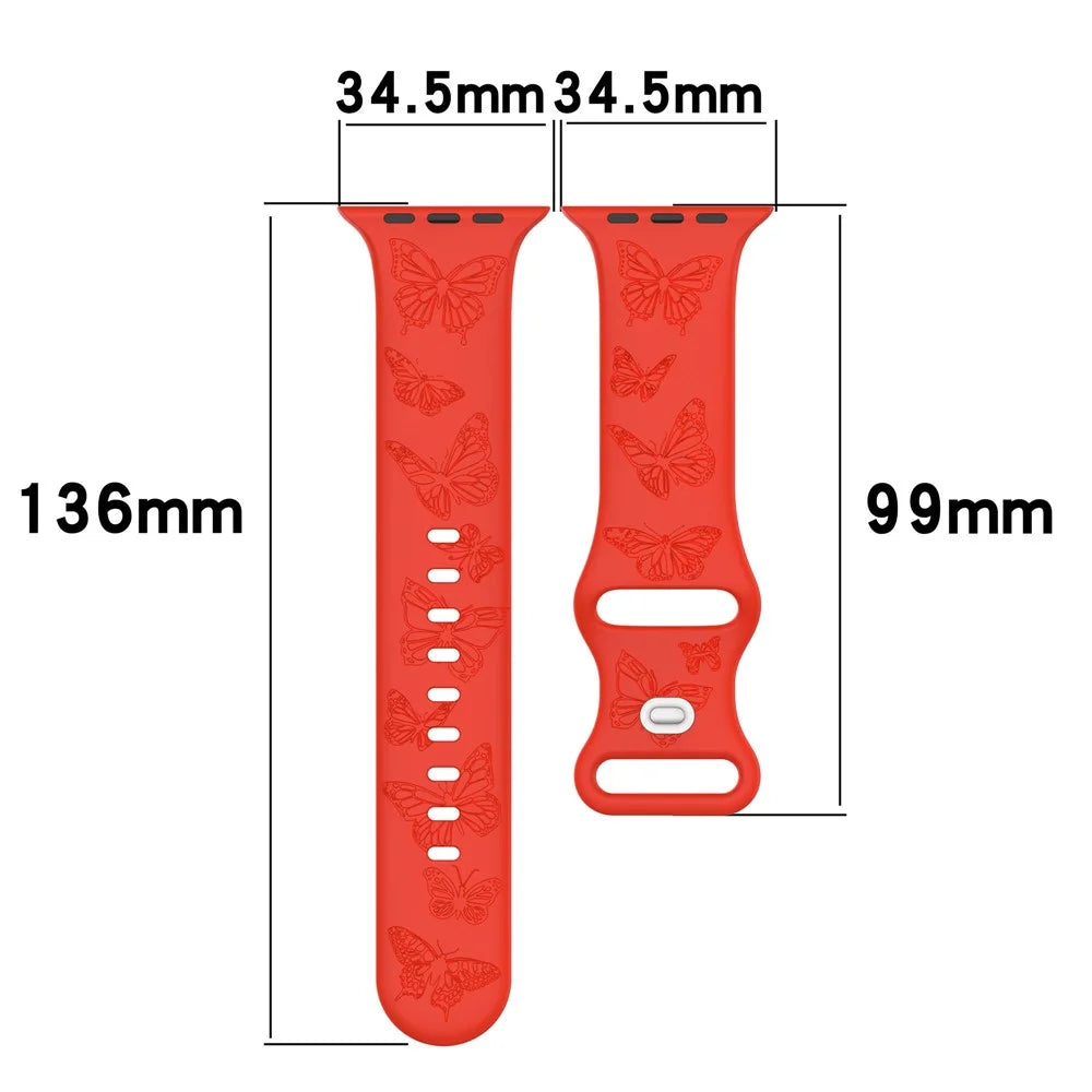 For Apple Watch Ultra 3 2 1 49mm / Series 11 10 46mm / 9 8 7 45mm / SE3 SE2 SE 6 5 4 44mm / 3 2 1 42mm Watch Strap Silicone Band - Red - 6