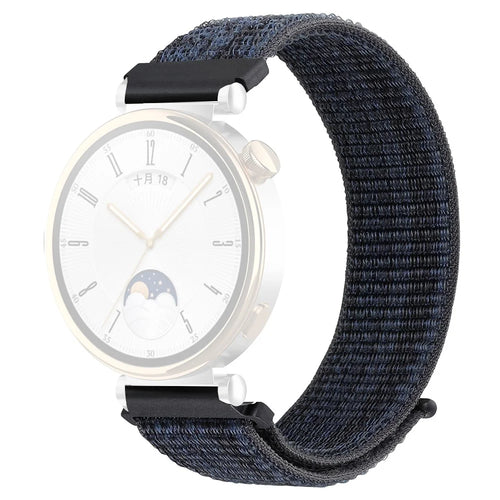 For Huawei Watch GT 4 41mm / Garmin Venu 3S Nylon Watch Strap 18mm Sports Watchband - Black+Blue - 1