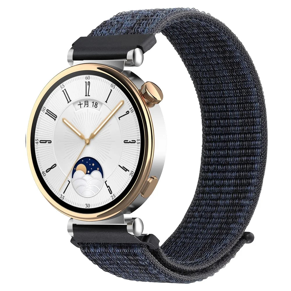 For Huawei Watch GT 4 41mm / Garmin Venu 3S Nylon Watch Strap 18mm Sports Watchband - Black+Blue - 2